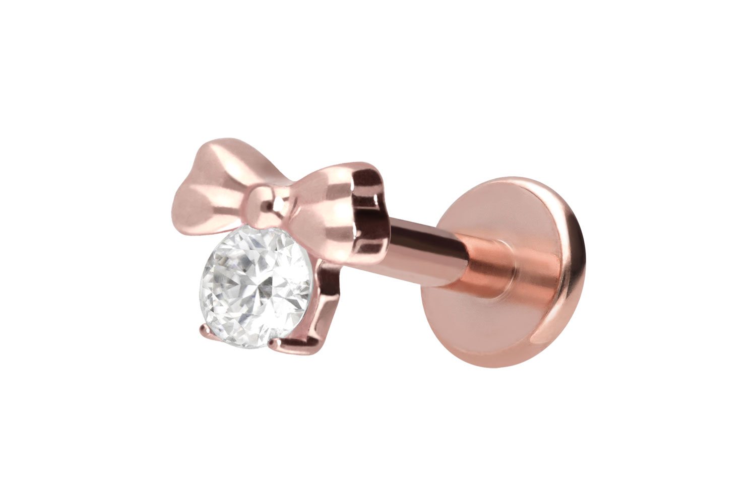 Titan Labret Piercing mit Innengewinde SCHLEIFE + KRISTALL